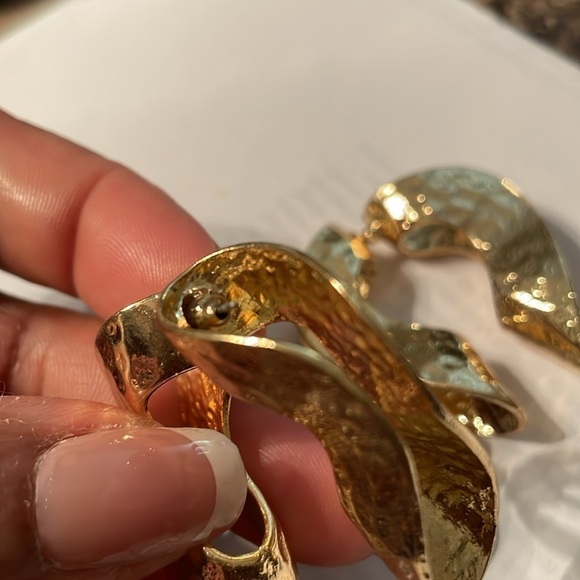 Zara Gold Irregular Front And Back Hoop - Picture 9 of 15